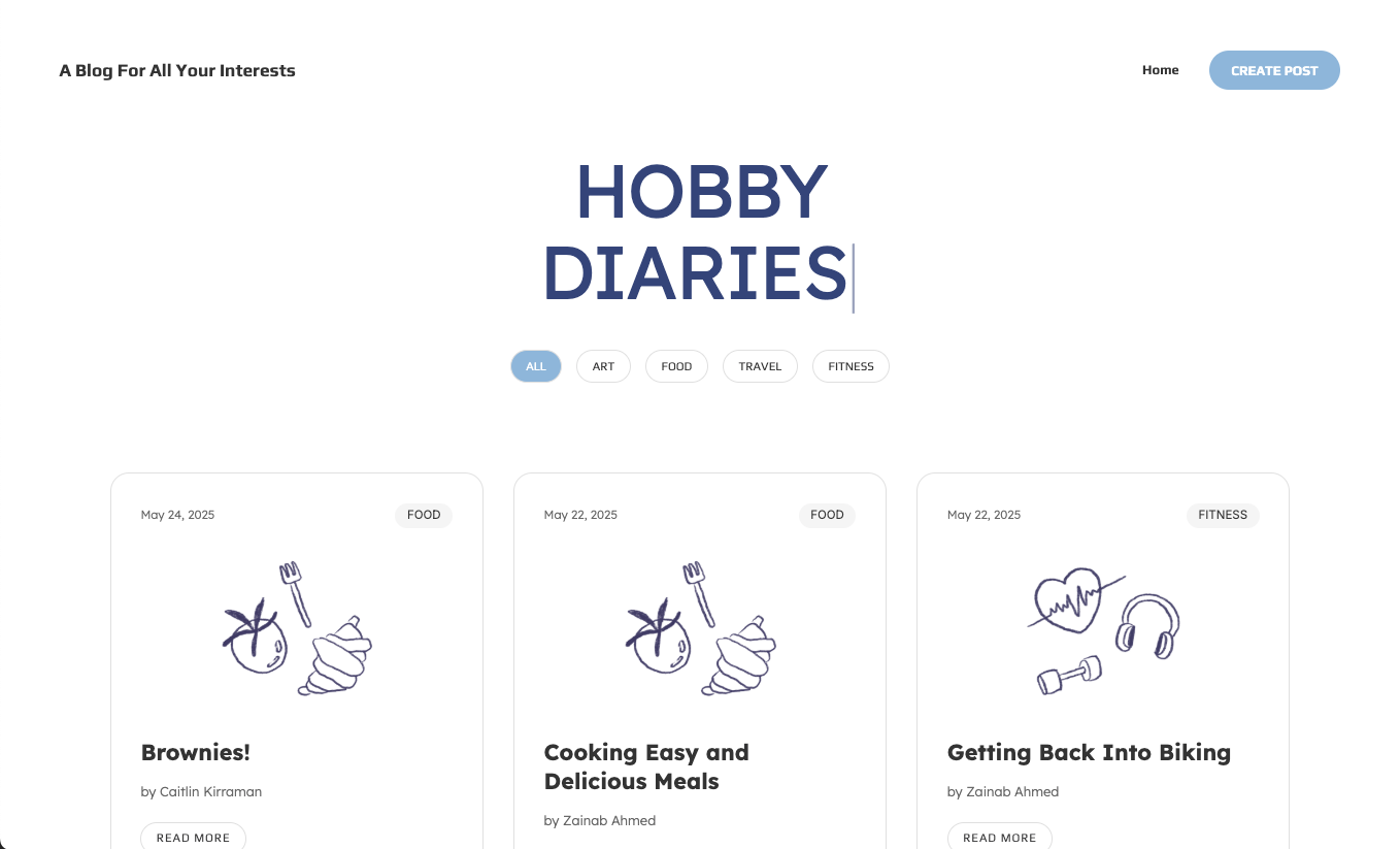 Hobby Blog site screenshot 1